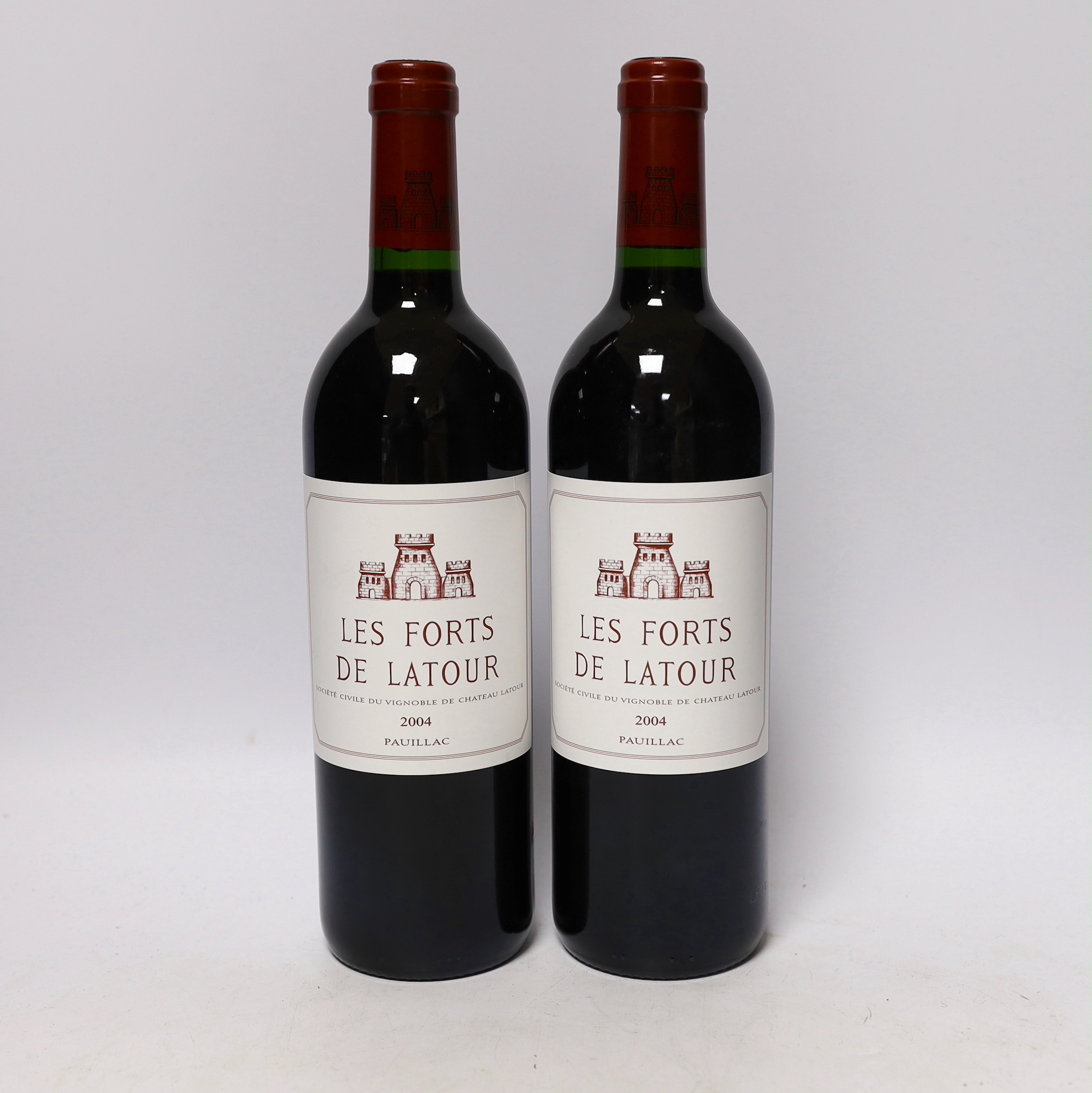 Two bottles of Les Forts De Latour red wine, 2004